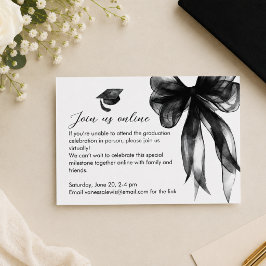 Tarjeta De Recepción Fiesta de Graduación Coquette con Lazo Negro Elega