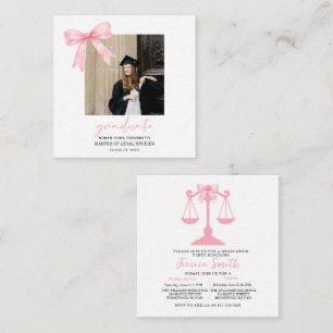 Tarjeta De Recepción Fiesta de Graduación de la Universidad Pink Bow La