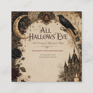 Tarjeta De Recepción Fiesta de Halloween para Adultos Cuervo, Llave Ant