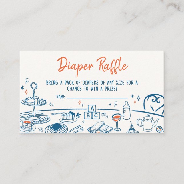 Tarjeta De Recepción Fiesta de la mano Baby Shower Diaper Raffle (Anverso)