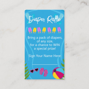 Tarjeta De Recepción Fiesta de piscina Chica de verano Diaper Raffle Ba