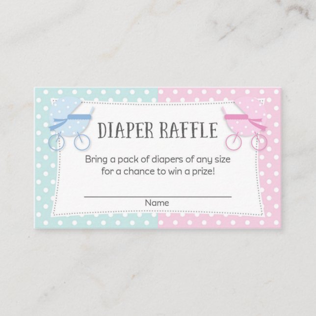 Tarjeta De Recepción Fiesta de revelación de género Diaper Raffle Ticke (Anverso)