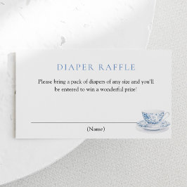 Tarjeta De Recepción Fiesta de té azul Baby Shower Diaper Raffle Ticket