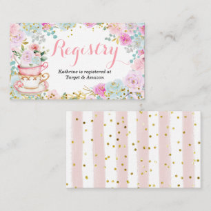 Tarjeta De Recepción Fiesta de té Baby Shower Pastel Floral Registry