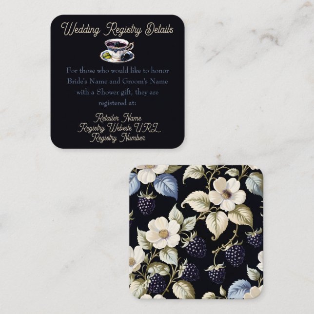 Tarjeta De Recepción Fiesta de té nupcial Regal Floral Elegancia: Regis (Anverso / Reverso)