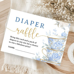 Tarjeta De Recepción Fiesta de té para bebé Niño Azul Rifa de pañales d
