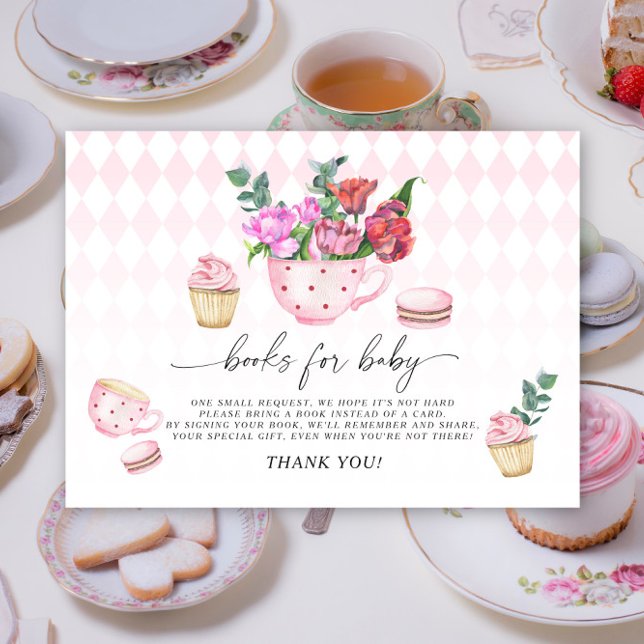 Tarjeta De Recepción Fiesta de té preparando libros para el bebé (Subido por el creador)