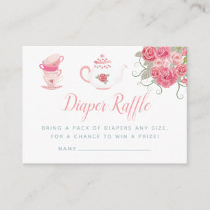 Tarjeta De Recepción Fiesta de té rosado Baby Shower Diaper Raffle