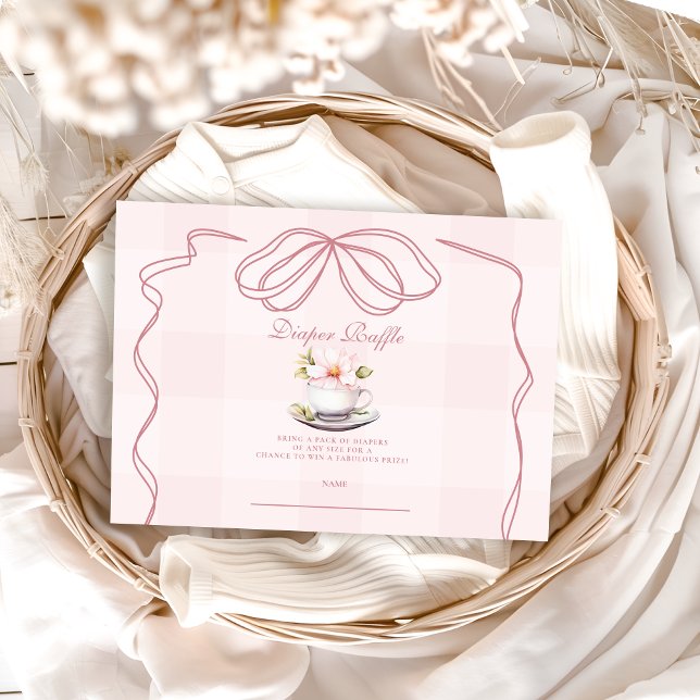 Tarjeta De Recepción Fiesta de té rosado Baby Shower Diapper Raffle (Subido por el creador)
