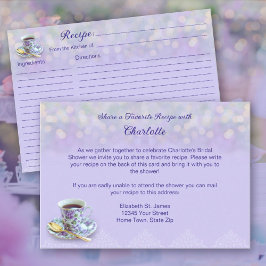 Tarjeta De Recepción Fiesta de té vintage de boda de lavanda Receta