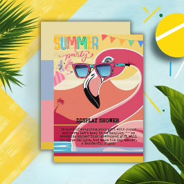 Tarjeta De Recepción Fiesta de verano de Flamingo Rosa