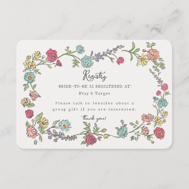 Tarjeta De Recepción Fiesta de verano Registro de flores Invitar Insert (Anverso)