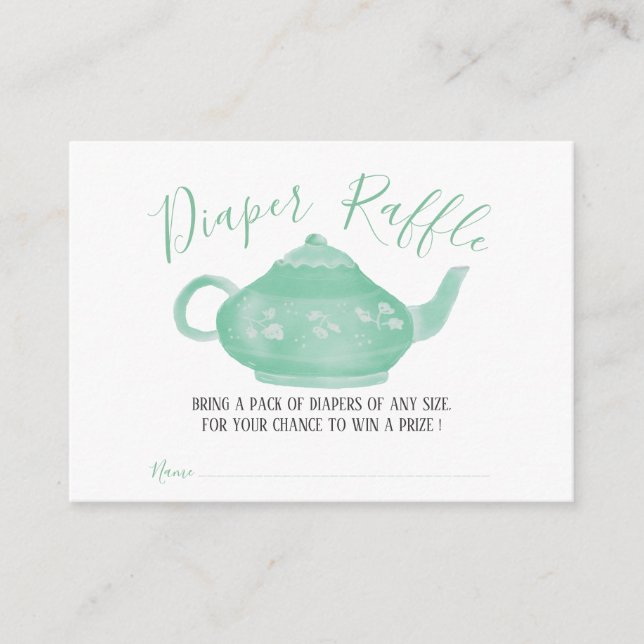 Tarjeta De Recepción Fiesta del té Shabby Chic Baby Shower | Diaper Raf (Anverso)