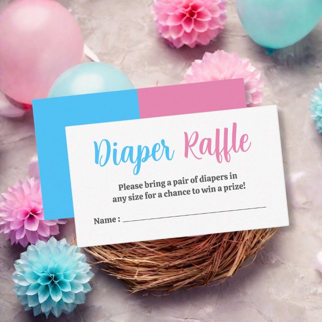 Tarjeta De Recepción Fiesta Diaper Raffle (Blue Pink Gender Reveal Party Diaper Raffle Enclosure Card
)