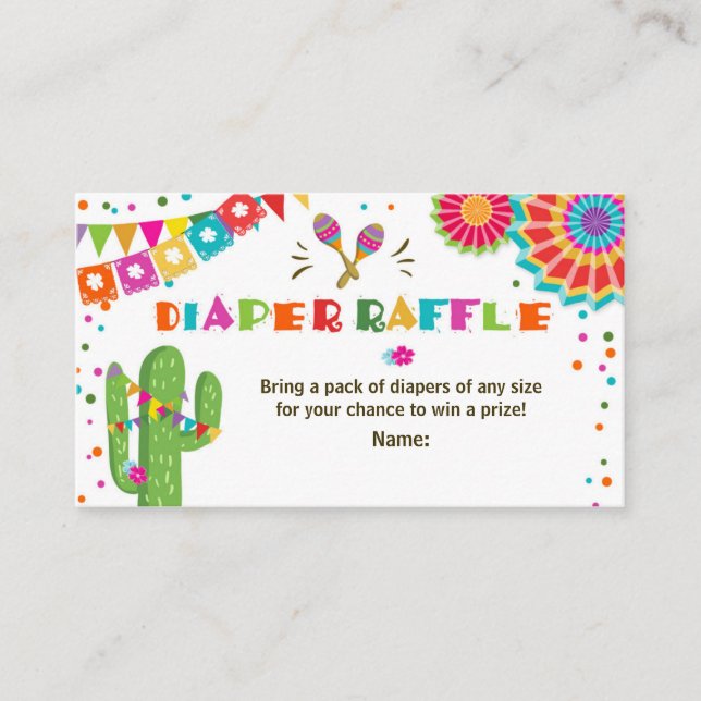 Tarjeta De Recepción Fiesta Diaper Raffle Card Cactus Floral Mexicana (Anverso)