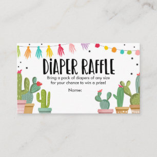 Tarjeta De Recepción Fiesta Diaper Raffle Card Cactus Floral Mexicana