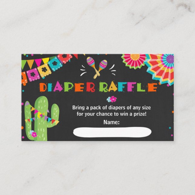 Tarjeta De Recepción Fiesta Diaper Raffle Card Cactus Floral Mexicana (Anverso)