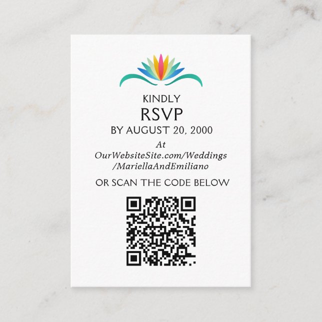 Tarjeta De Recepción Fiesta Floral Cumpleaños Boda de Ducha RSVP QR (Anverso)