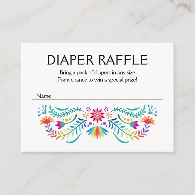 Tarjeta De Recepción Fiesta Floral Diaper Raffle Baby Shower (Anverso)