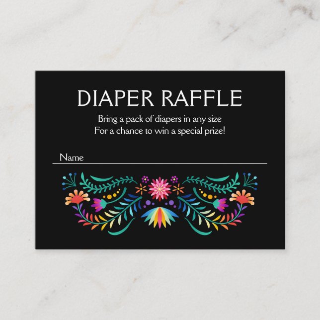 Tarjeta De Recepción Fiesta Floral Diaper Raffle Baby Shower (Anverso)
