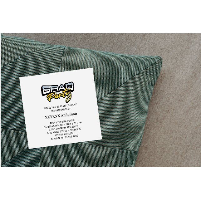 Tarjeta De Recepción Fiesta Grado Script Oro Negro y Blanco (Subido por el creador)