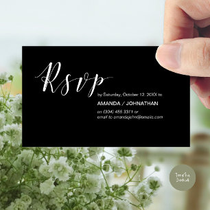 Tarjeta De Recepción Fiesta invita a RSVP, negro elegante moderno