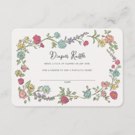 Tarjeta De Recepción Fiesta Jardín Verano Diaper Floral Raffle Insertar