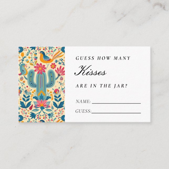 Tarjeta De Recepción Fiesta mexicana cuántos besos tiene ducha de novia (Anverso)