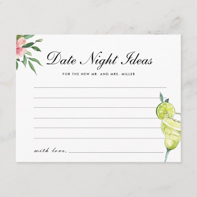 Tarjeta De Recepción Fiesta Mexicana Noche Ideas Ducha Bridal (Anverso)