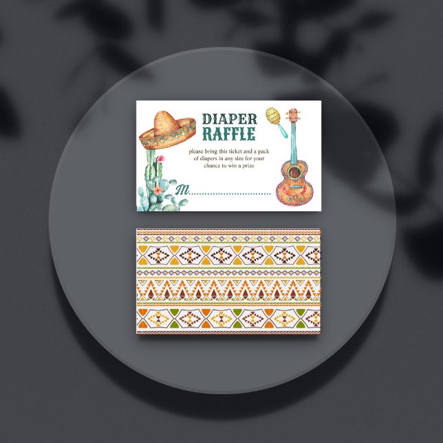 Tarjeta De Recepción Fiesta mexicana rifa de pañales para la ducha de b (Mexican fiesta baby shower diaper raffle enclosure card little muchcho baby shower raffle card)