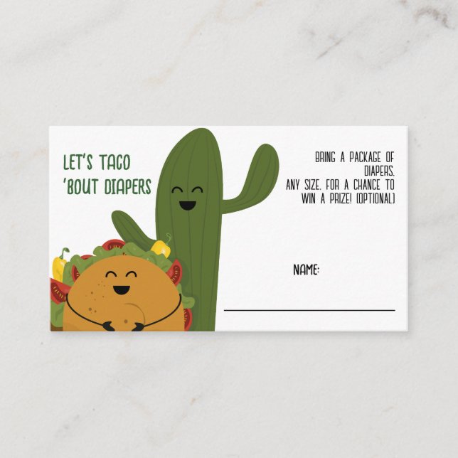 Tarjeta De Recepción Fiesta mexicana taco parejas Diaper Raffle (Anverso)