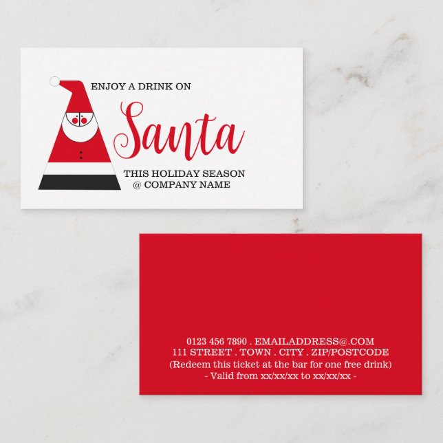 Tarjeta De Recepción Fiesta Navideña - Santa Abstracto - Ticket de Bebi (Anverso / Reverso)
