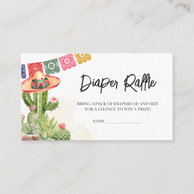 Tarjeta De Recepción Fiesta Taco 'Bout Baby Shower Diaper Raffle (Anverso)