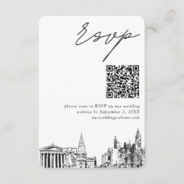 Tarjeta De Recepción Filadelfia Boda RSVP moderno Código QR