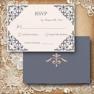 Tarjeta De Recepción Filigree rústico, RSVP de bodas