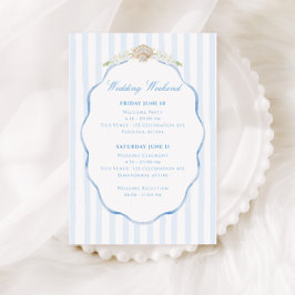 Tarjeta De Recepción Fin de semana de boda con marco caprichoso costero