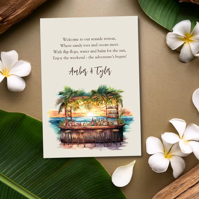 Tarjeta De Recepción Fin de semana Destino Boda de bienvenida Bolsa de  (Poem for your Weekend wedding welcome bags from the Sunset Beach Wedding Collection by Darling & May)