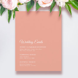 Tarjeta De Recepción Fin de semana elegante de Boda de Peach sólido