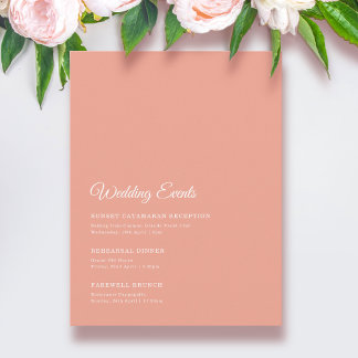 Tarjeta De Recepción Fin de semana elegante de Boda de Peach sólido
