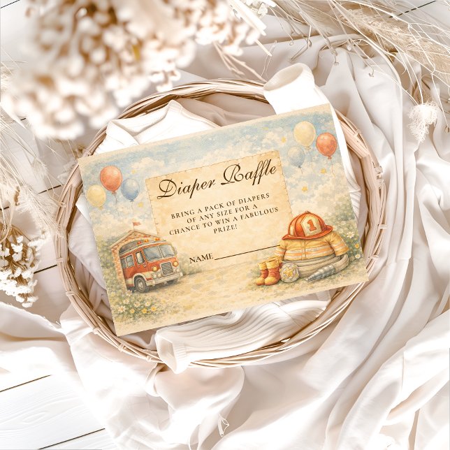Tarjeta De Recepción Fire Truck Firefighter Diapper Raffle (Subido por el creador)
