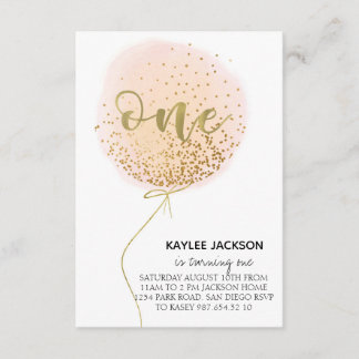 Tarjeta De Recepción First birthday,Cotton candy balloon