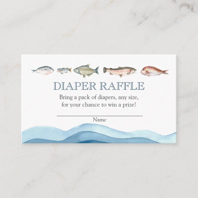 Tarjeta De Recepción FIsh Diaper Raffle baby Ducha Insertar (Anverso)