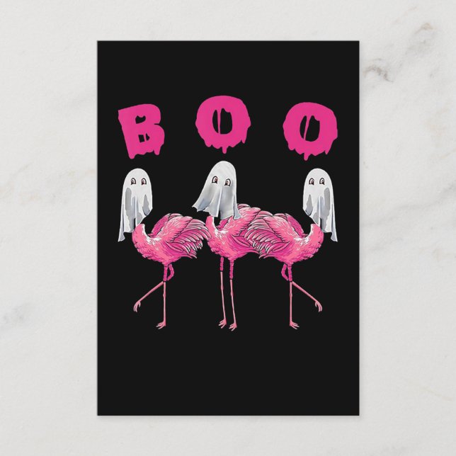 Tarjeta De Recepción Flamencos | Disfraz Flamingo Boo Halloween (Anverso)