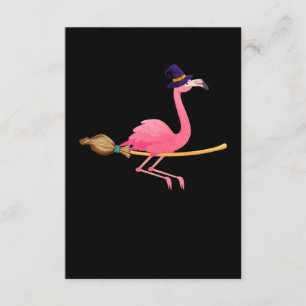 Tarjeta De Recepción Flamencos Gracioso Flamingo Witch Halloween