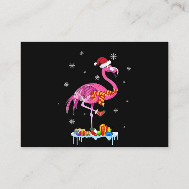 Tarjeta De Recepción Flamencos |Navidades Flamingo Iluminan Nieve Flami (Anverso)