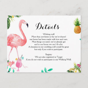 Tarjeta De Recepción Flamingle Bachelorette Weekend Details Card