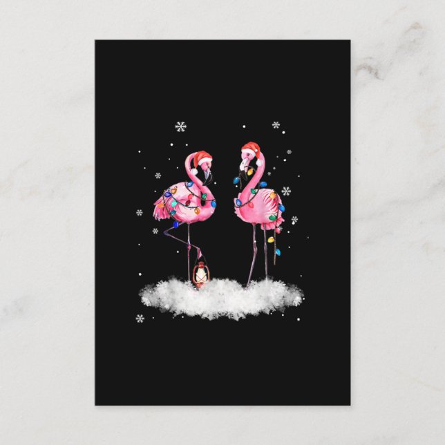 Tarjeta De Recepción Flamingo Árbol de Navidad Santa Hat Light (Anverso)