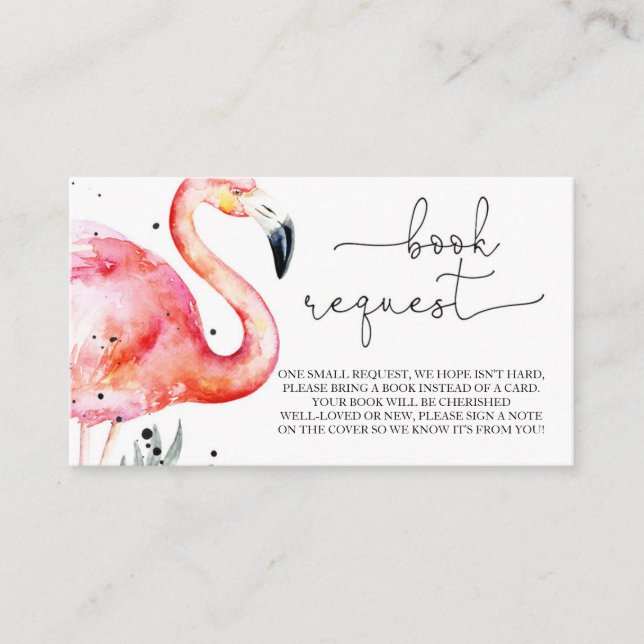 Tarjeta De Recepción Flamingo Baby Shower Book Request Enclosure Card (Anverso)