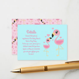 Tarjeta De Recepción Flamingo Baby Shower Cute Tropical
