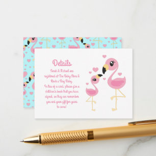 Tarjeta De Recepción Flamingo Baby Shower Cute Tropical
